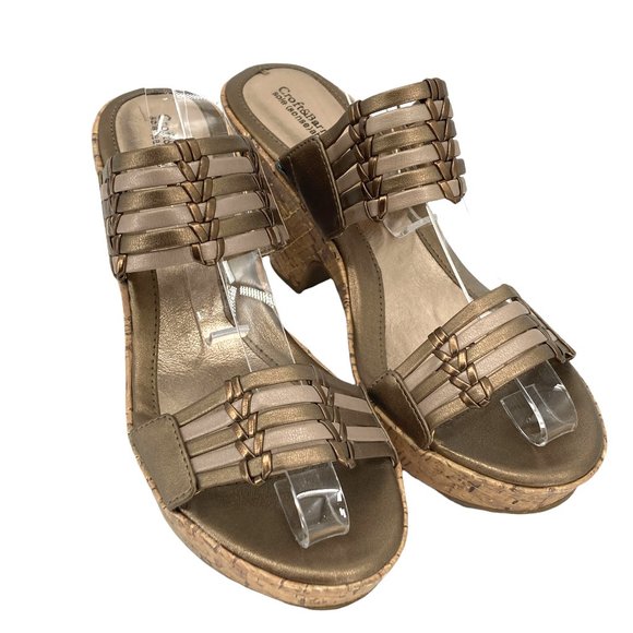 Croft & Barrow Metallic Margie Cork Slide Wedge Sandals - Picture 1 of 12